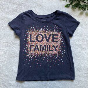 The Children's Place 3T Short Sleeve T-Shirt Navy Love Family Dot Print Kids Tee